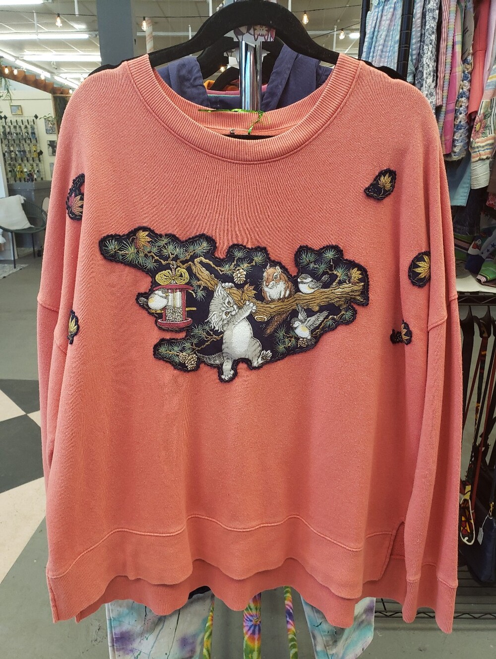Upcycled Cat Kitty Autumn Fall Sweatshirt